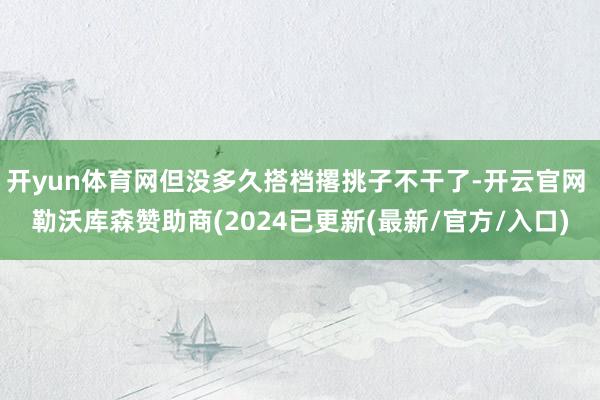 开yun体育网但没多久搭档撂挑子不干了-开云官网 勒沃库森赞助商(2024已更新(最新/官方/入口)
