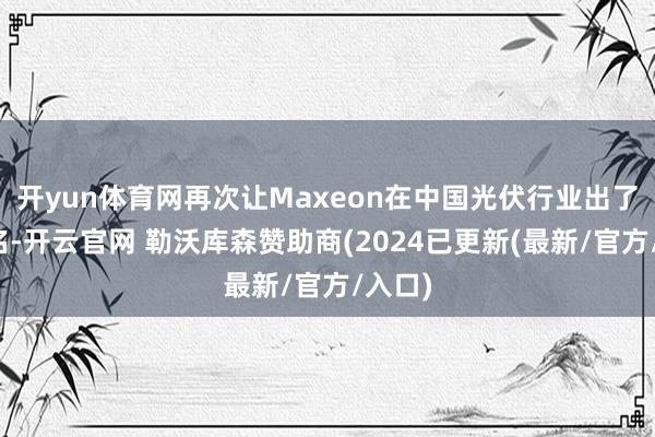 开yun体育网再次让Maxeon在中国光伏行业出了一趟名-开云官网 勒沃库森赞助商(2024已更新(最新/官方/入口)