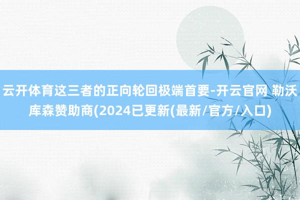 云开体育这三者的正向轮回极端首要-开云官网 勒沃库森赞助商(2024已更新(最新/官方/入口)